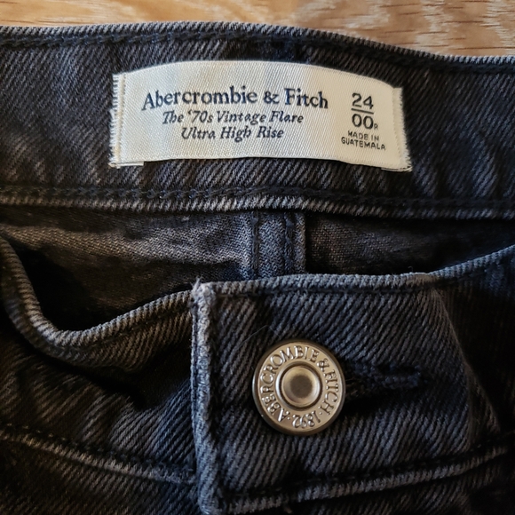 Abercrombie & Fitch 70's vintage flare ultra high rise jeans in black sz 24/00R - Picture 11 of 16